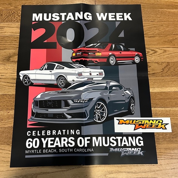 mustang Other - Mustang Week 2024 Commemorative Wall Art - Black, Red, White